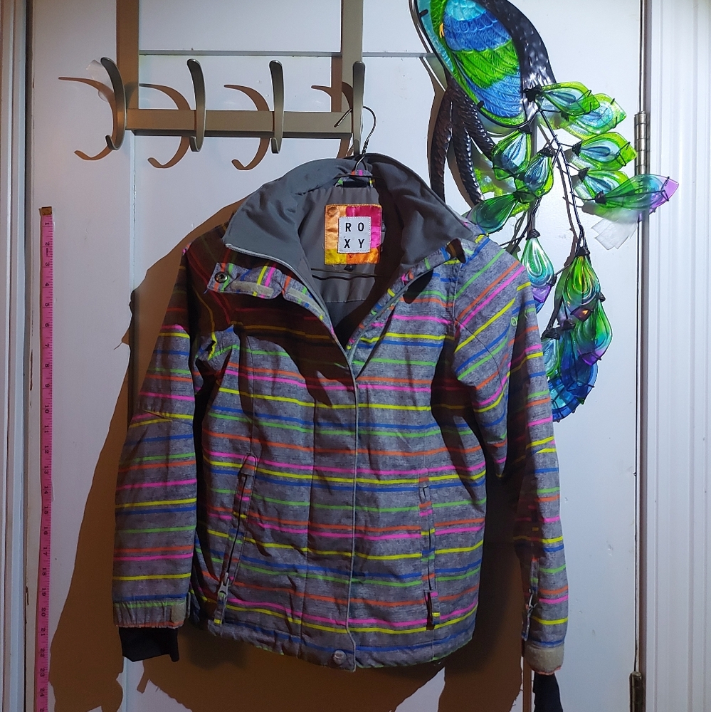 Roxy Striped Kids Puffer Jacket - Multicolor